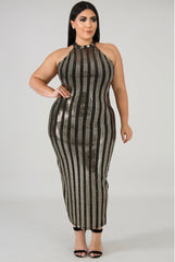 Sequins Back Slit Plus Size Dress - Semai House Of fashion