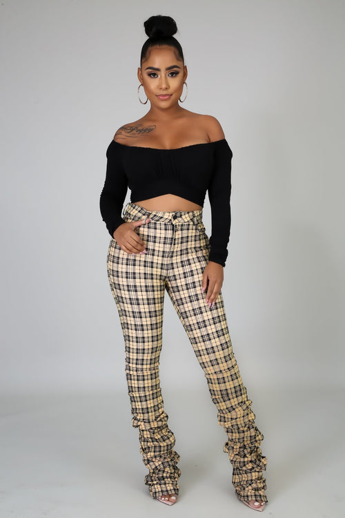 Plaid Pants - Yellow